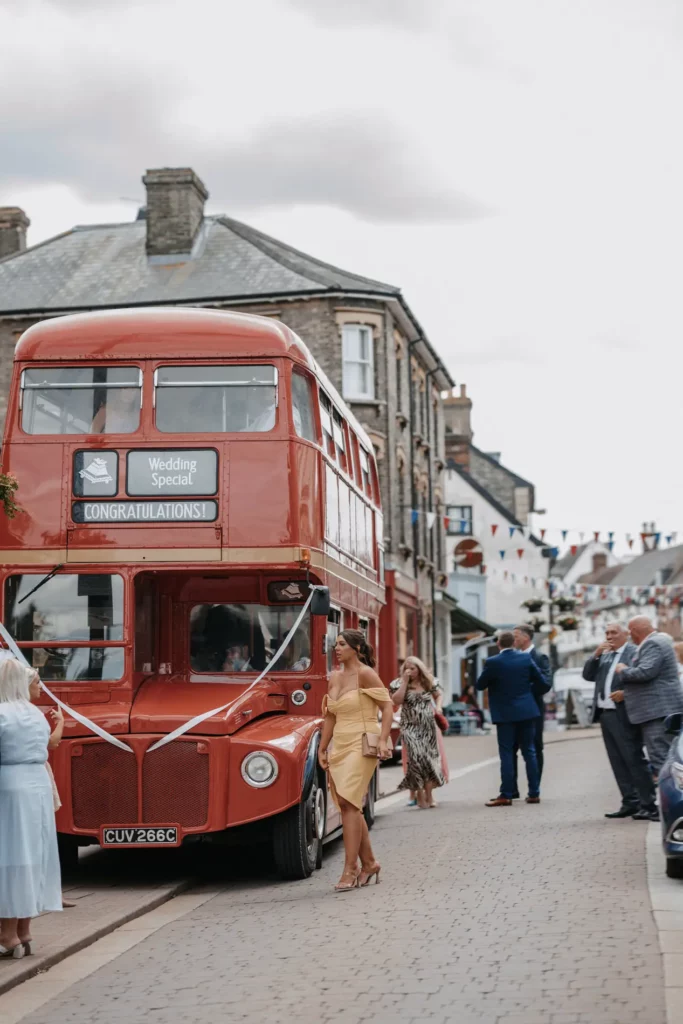 Hengrave hall wedding guest bus