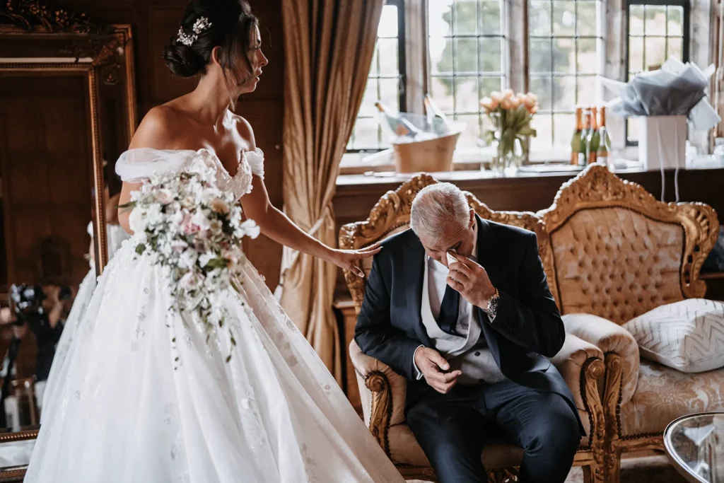 Hengrave hall wedding moment with dad